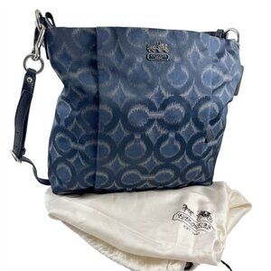 Coach Madison Isabelle Ikat Signature Logo Navy Blue Hobo Shoulder Bag 21296